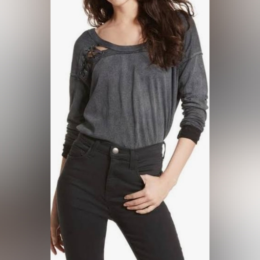 NWT Free People, We The Free, First Love Lace-Up Tee, L